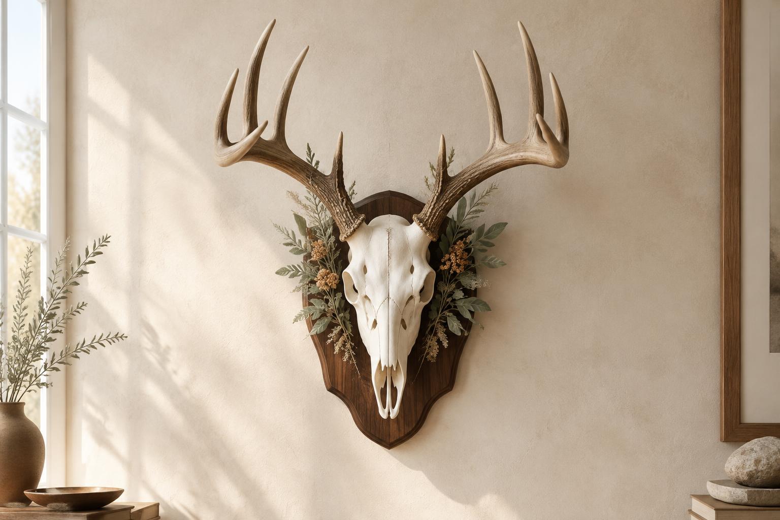 Custom European deer mount on a handcrafted walnut plaque